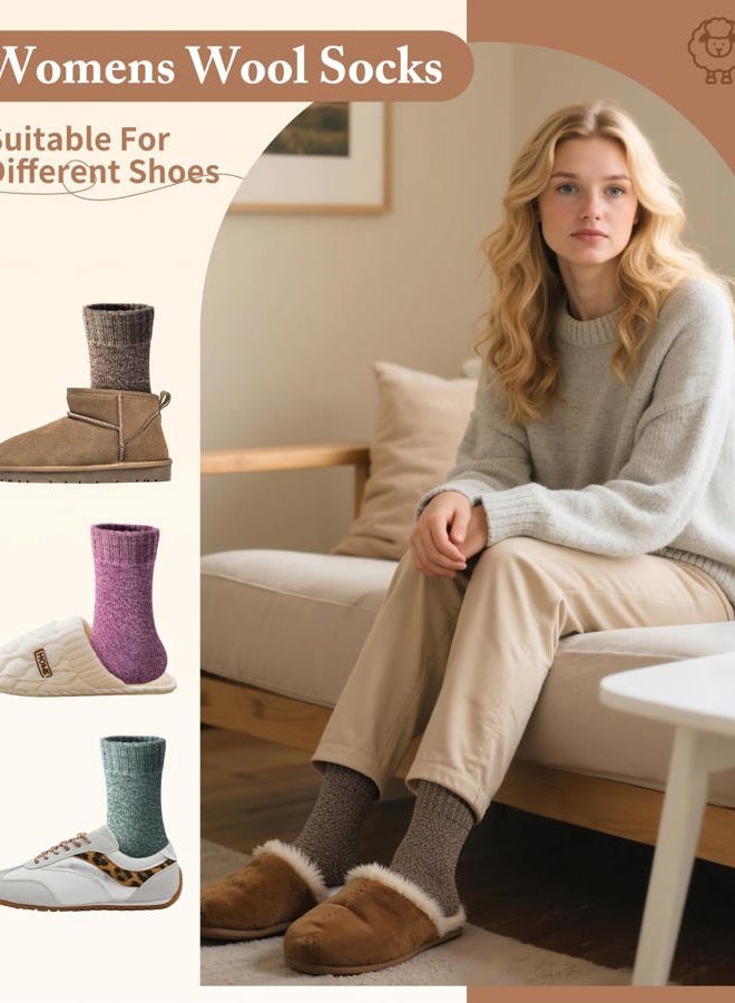 YSense Wear Pack of 5 Womens Thick Knit Warm Casual Wool Crew Winter Socks, Mixed Colors 1-5 Pack,one size(fits shoe size 5-10) - Image 4