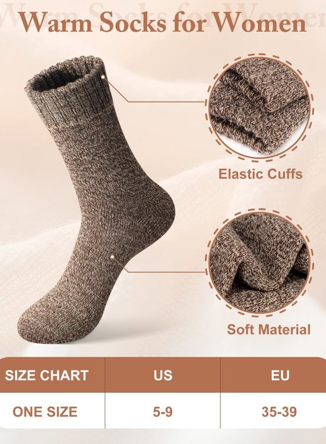 YSense Wear Pack of 5 Womens Thick Knit Warm Casual Wool Crew Winter Socks, Mixed Colors 1-5 Pack,one size(fits shoe size 5-10) - Image 2