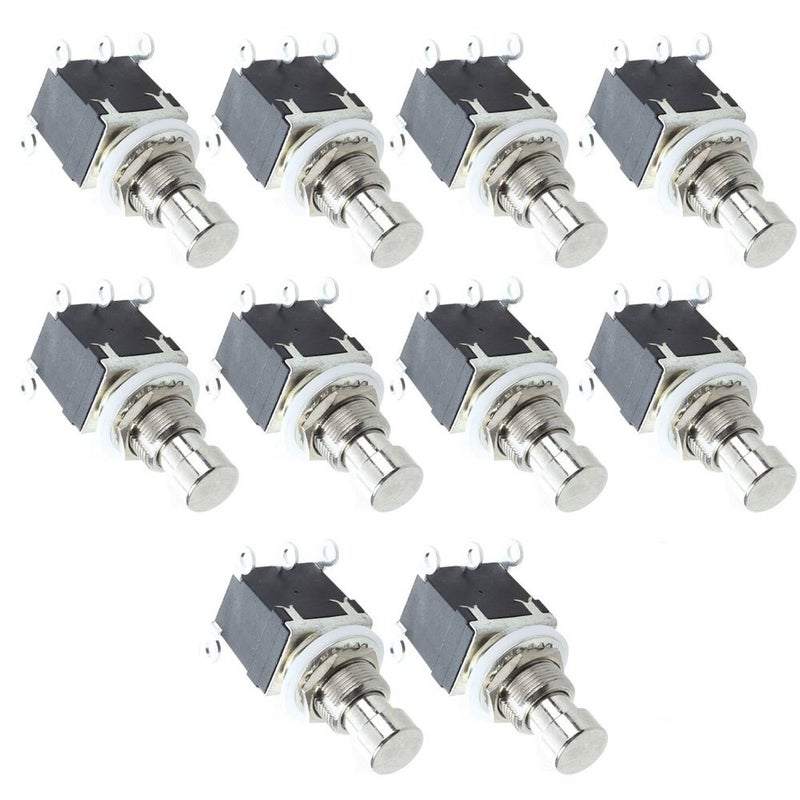 ESUPPORT 6Pin DPDT Latching Stomp Foot Switch Pedal Guitar Push Button Metal True Bypass AC 250V/2A 125V/4A Pack of 10 - Image 1