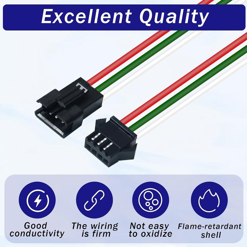 mxuteuk 20 زوج من موصلات JST SM 3 دبابيس 22 AWG ذكر وأنثى موصل سلك LED محول كابل كهربائي 150 مم ل WS2812B WS2811 WS2812 WS2814 SK6812 FOCB CCT شريط LED - Image 4