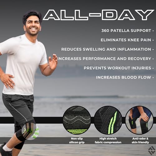 DR. FITZY 1 PAIR Anti-slip and breathable knee support for men gym squats and workout, ortho knee cap for men sports, bold knee pad for man (2pcs compression knee sleeves for squats and running) - Image 5