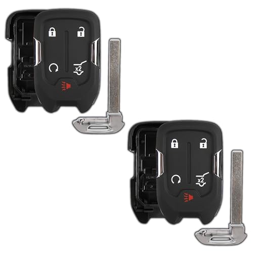 KeylessOption 2x KeylessOption Key Fob Cover Case Replacement for 2015 2016 2017 2018 2019 2020 2021 Chevrolet Chevy Silverado Suburban Tahoe GMC Yukon Remote Shell, 5-Button HYQ1AA, HYQ1EA, No Programming Required - Image 1