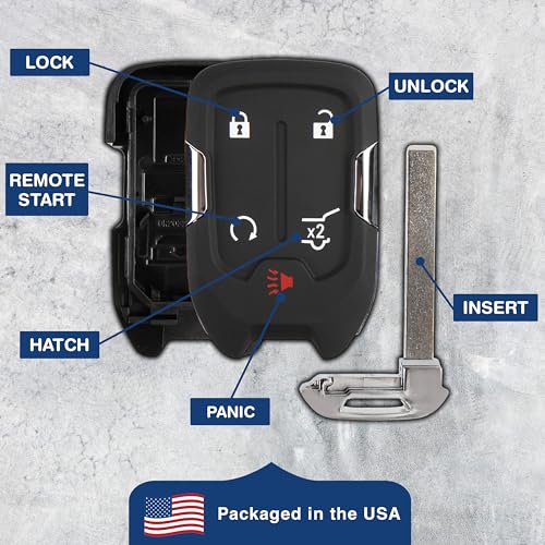 KeylessOption 2x KeylessOption Key Fob Cover Case Replacement for 2015 2016 2017 2018 2019 2020 2021 Chevrolet Chevy Silverado Suburban Tahoe GMC Yukon Remote Shell, 5-Button HYQ1AA, HYQ1EA, No Programming Required - Image 5