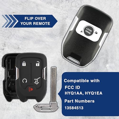 KeylessOption 2x KeylessOption Key Fob Cover Case Replacement for 2015 2016 2017 2018 2019 2020 2021 Chevrolet Chevy Silverado Suburban Tahoe GMC Yukon Remote Shell, 5-Button HYQ1AA, HYQ1EA, No Programming Required - Image 4