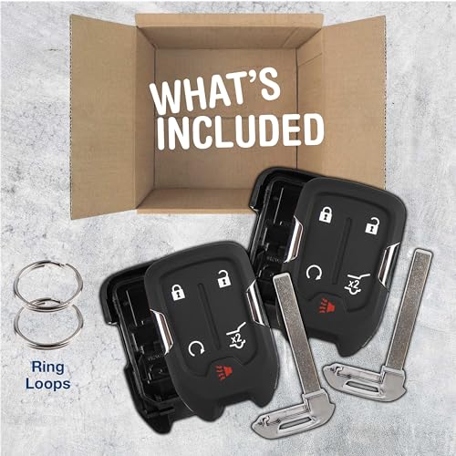 KeylessOption 2x KeylessOption Key Fob Cover Case Replacement for 2015 2016 2017 2018 2019 2020 2021 Chevrolet Chevy Silverado Suburban Tahoe GMC Yukon Remote Shell, 5-Button HYQ1AA, HYQ1EA, No Programming Required - Image 2