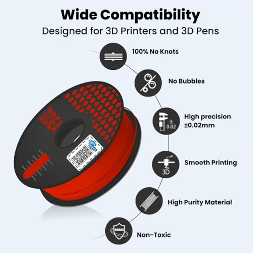 3Idea Premium Red 3D Printer Filament 1.75mm Dimensional Accuracy +/- 0.03mm Net Weight- 1 KG - Image 2
