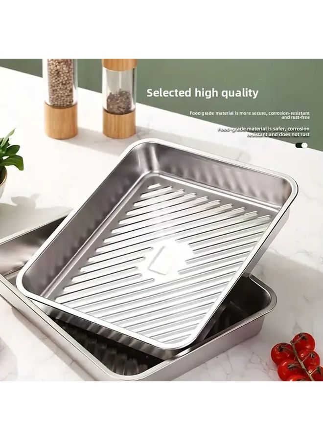 3pcs Large Stainless Steel Baking Trays With Lids Nonstick Easy Clean Oven Pans - Image 2
