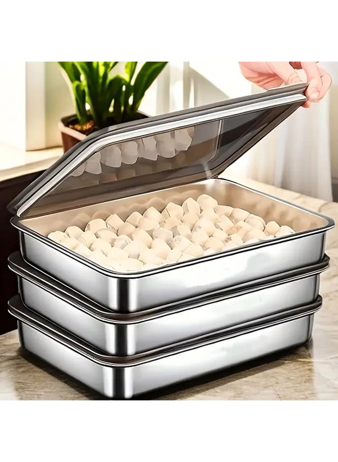 3pcs Large Stainless Steel Baking Trays With Lids Nonstick Easy Clean Oven Pans - Image 1