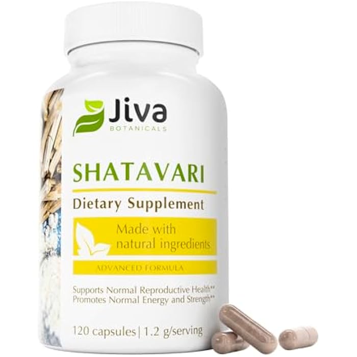 Jiva Botanicals Shatavari Supplement 1200mg - Shatavari Root Powder for Normal Hormonal Balance and Normal Energy Levels - Made in The USA - Non GMO, Vegan - 120 Capsules (Pack of 1) - Image 1