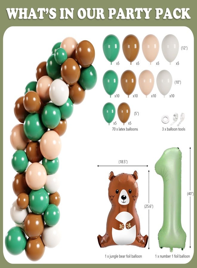 THAWAY One Happy Camper Birthday Decorations 187Pcs Camping 1st Birthday Party Supplies Green Brown Balloon Garland Arch Kit with Camper Banner Backdrop Monthly Photo Cake Toppers and Tableware for 16 Guests - Image 3