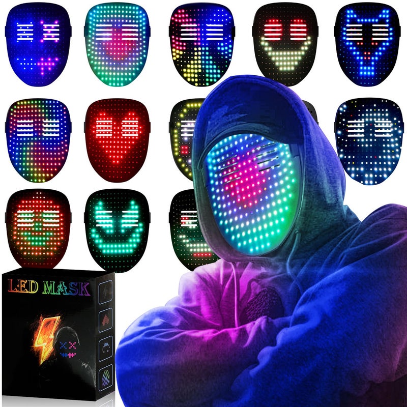 MEGOO Led Mask with Gesture Sensing | Light up Transforming Face Mask | Cool Digital Glow Mask | Perfect Gifts for Halloween Christmas Rave Dj Party Birthday - Image 1