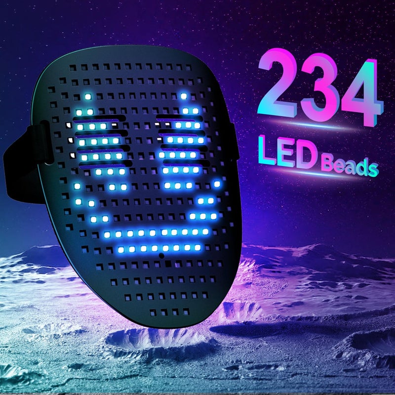 MEGOO Led Mask with Gesture Sensing | Light up Transforming Face Mask | Cool Digital Glow Mask | Perfect Gifts for Halloween Christmas Rave Dj Party Birthday - Image 3