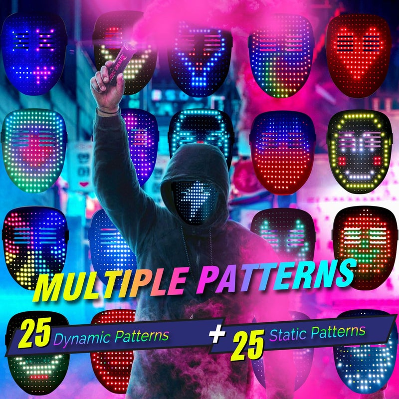 MEGOO Led Mask with Gesture Sensing | Light up Transforming Face Mask | Cool Digital Glow Mask | Perfect Gifts for Halloween Christmas Rave Dj Party Birthday - Image 2
