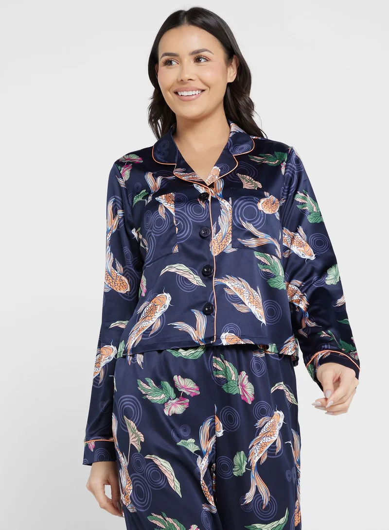 CHELSEA PEERS Printed Shirt & Pyjama Set