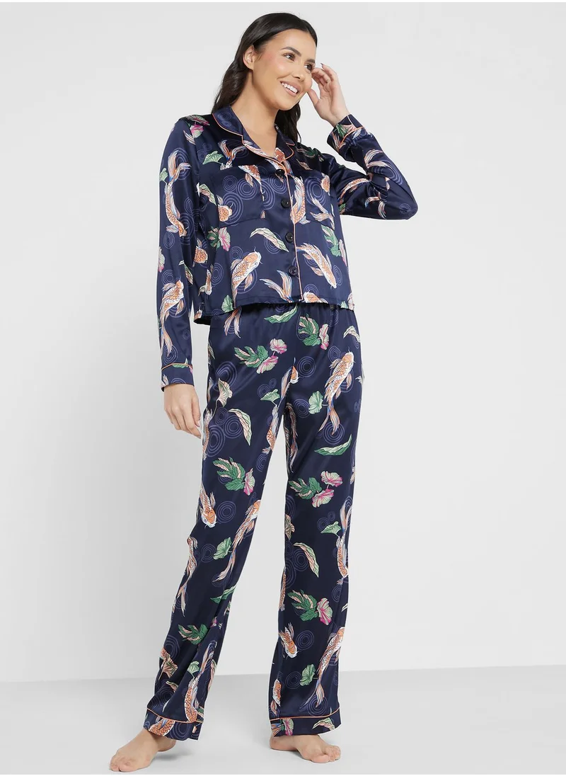 CHELSEA PEERS Printed Shirt & Pyjama Set