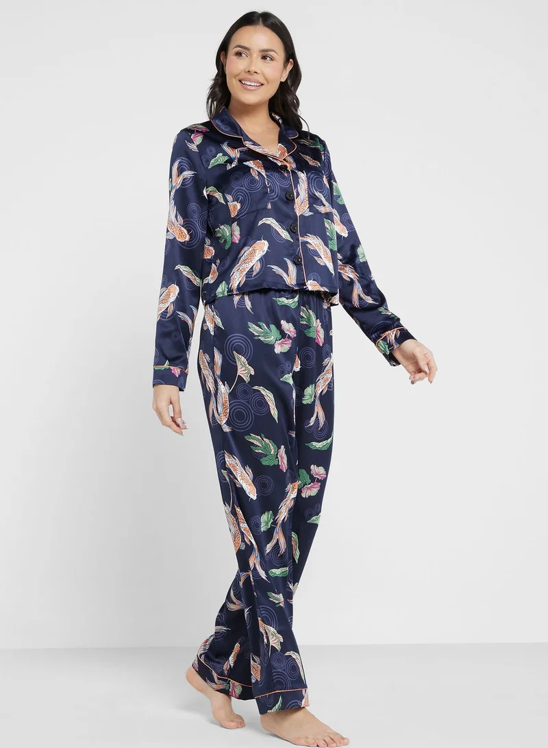 CHELSEA PEERS Printed Shirt & Pyjama Set
