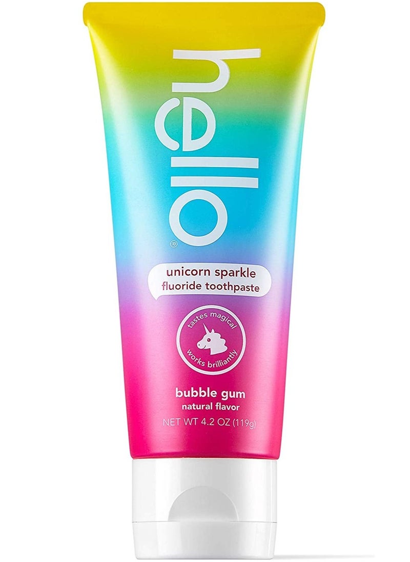 هالو Hello Bubblegum Unicorn Sparkle Toothpaste for Kids, 4.2 OZ  - Image 1