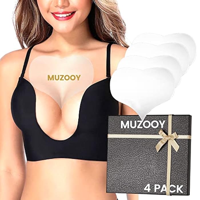 Muzooy 4 عبوات لاصقات تجاعيد الصدر، لاصقات سيليكون مضادة للتجاعيد، قابلة لإعادة الاستخدام ودرجة طبية 100% لاصقات مضادة للتجاعيد في منطقة الصدر، علاج إزالة التجاعيد أثناء النوم - Image 1