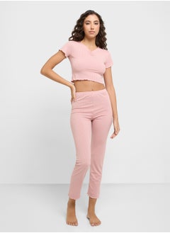 Ginger Ribbed T-Shirt & Pyjama Set  - Image 1