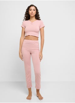 Ginger Ribbed T-Shirt & Pyjama Set  - Image 5