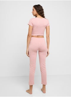Ginger Ribbed T-Shirt & Pyjama Set  - Image 2