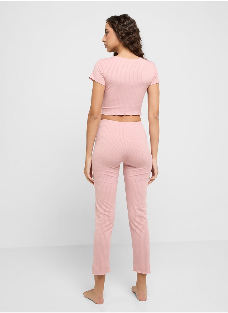 Ginger - Ribbed T-Shirt & Pyjama Set - Image 1