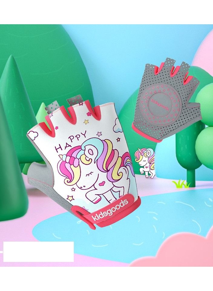 Children's Printed Cartoon Non Slip Half Finger Gloves