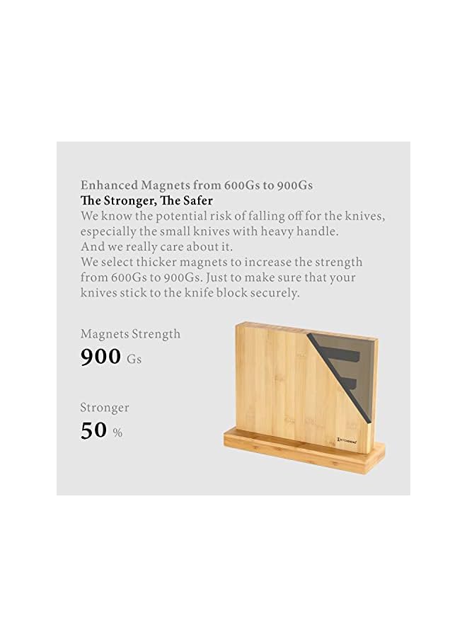 Raxoom Luxury Double Sided Bamboo Magnetic Knife Block Holder without Knives with Enhanced Powerful Magnets, Cutlery Display Stand and Storage Rack Large Capacity, Easy to Reach, Easy to Clean  - Image 3
