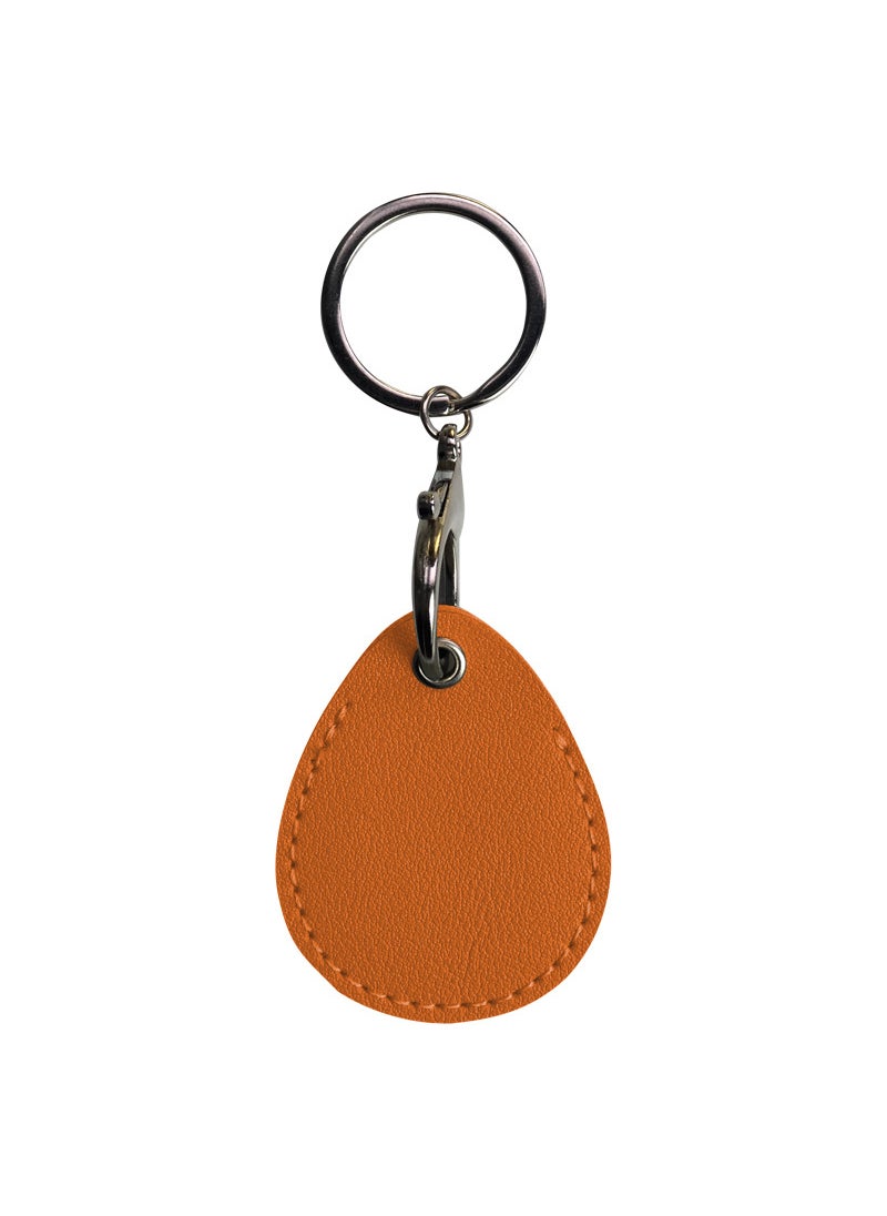 Generic PU Leather Drop Keychain Card Holder brown teardrop 
