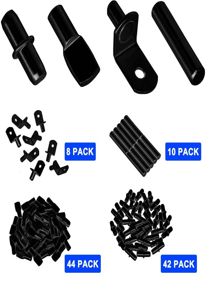 Cerpourt 104Pcs Shelf Pins Pegs Kit,4 Styles Shelf Support Pegs,Bookshelf Pegs for Shelves,Cabinet Shelf Bracket Pegs Shelf Holders Pins for Kitchen Furniture & Closet (5mm & 1/4 inch,Black) - Image 4