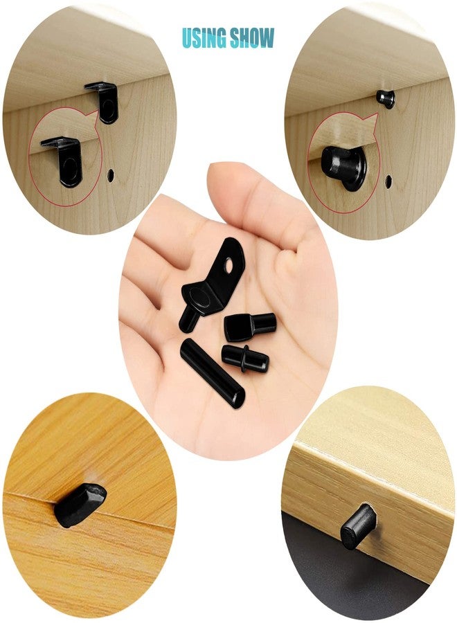 Cerpourt 104Pcs Shelf Pins Pegs Kit,4 Styles Shelf Support Pegs,Bookshelf Pegs for Shelves,Cabinet Shelf Bracket Pegs Shelf Holders Pins for Kitchen Furniture & Closet (5mm & 1/4 inch,Black) - Image 3