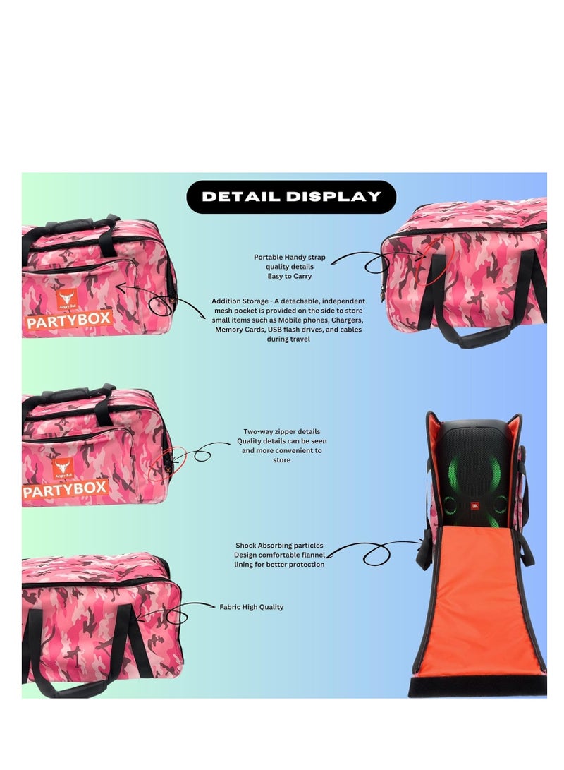 Angry Bull Speaker Bag Safety Storage Case with Handy Strap Travel Bag Compatible with JBL PARTY BOX 310 (ARMY-I) - Image 5