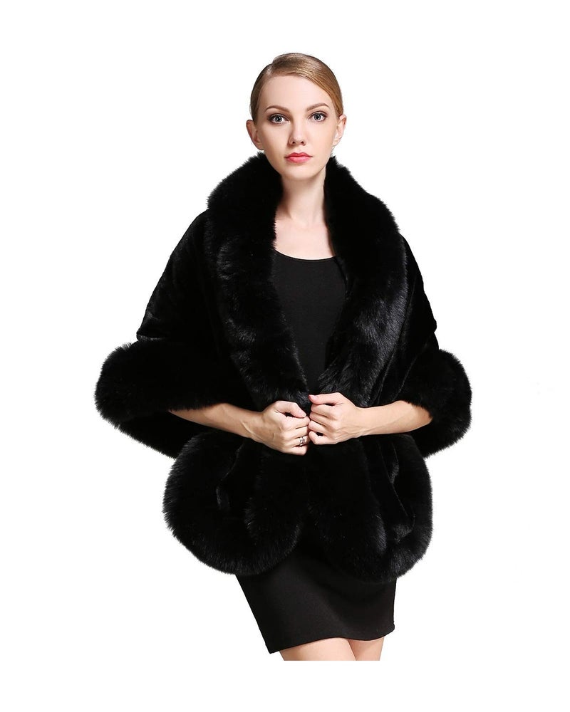 BEAUTELICATE Women's Faux Fur Shawl Wrap Stoles for Bridal Wedding Dresses - Image 1
