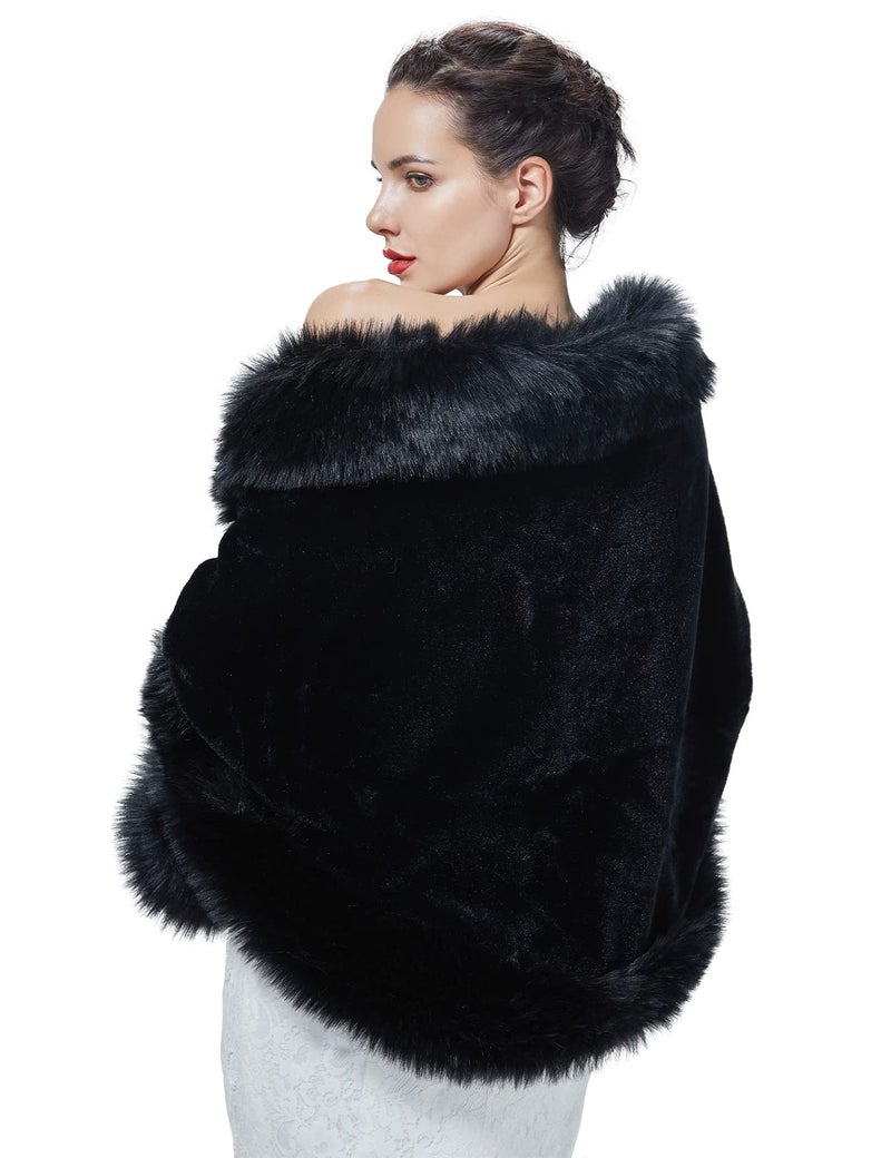 BEAUTELICATE Women's Faux Fur Shawl Wrap Stoles for Bridal Wedding Dresses - Image 4