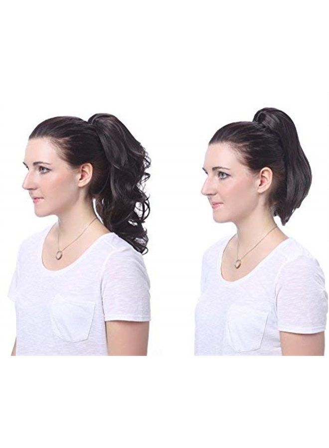 OneDor 15" Synthetic Fiber Curly Ponytail Hair Extension hairpiece with Clip-in Jaw Clips, Dual-Use Hair Extensions (130A-Fox Red)