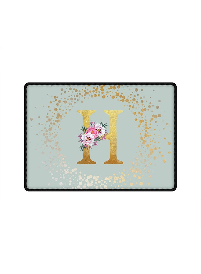 Stylizedd Designer Gaming Mouse Pad Anti-Skid Mousepad Large Keyboard Mouse Pad Desk Mat Custom Monogram Initial Letter Floral Pattern Alphabet - H(Light Grey) - Image 1