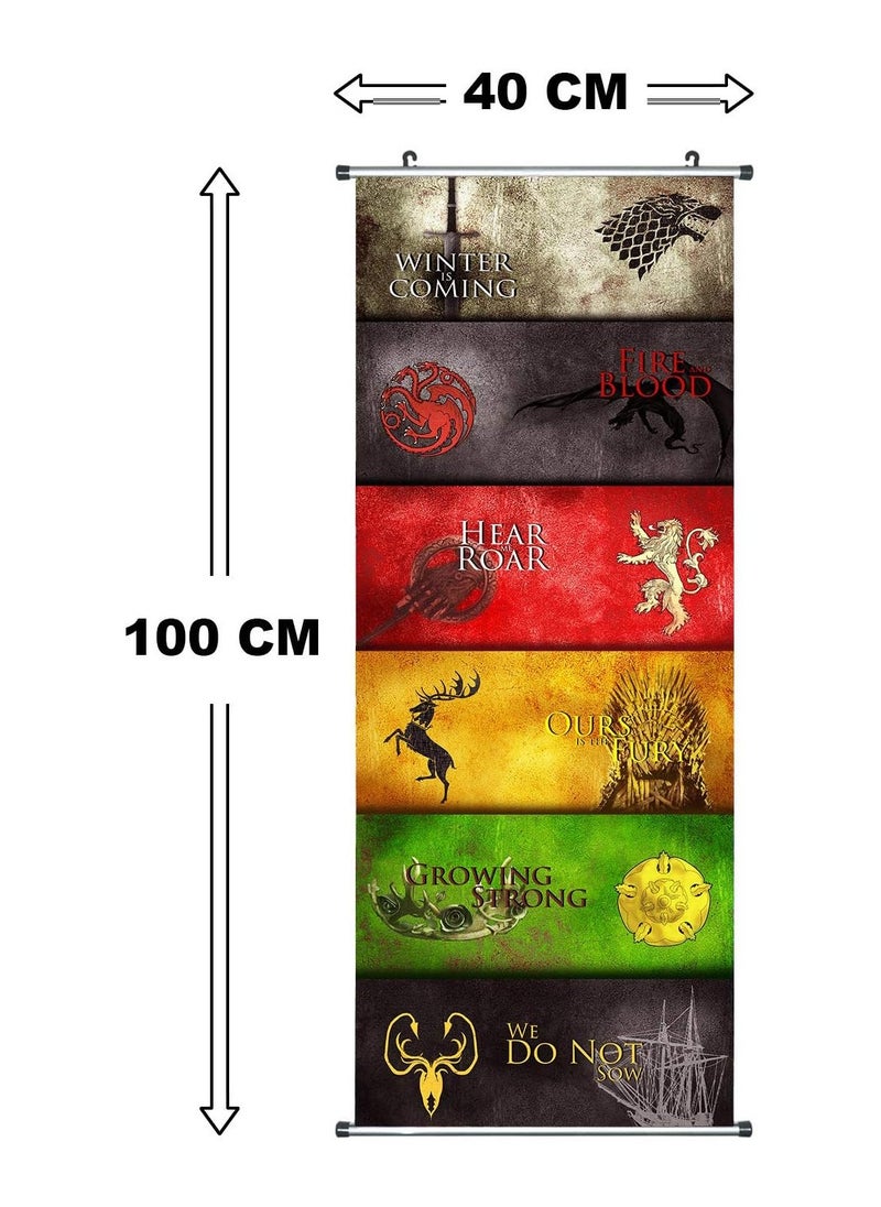 مؤسسة فكرة اليوم - ملصق Kakemono/صورة لفافة قماش Game of Thrones مقاس 100 × 40 سم، موضوع: موضوعات المنازل - Image 1