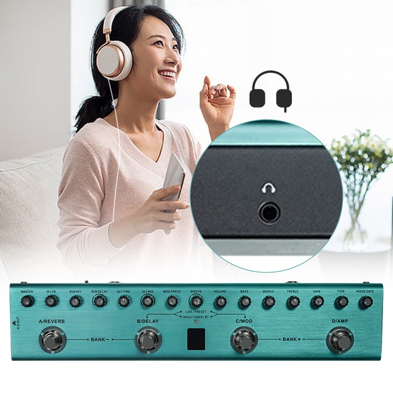 M-VAVE Multi Effects Pedal 36 Editable Presets Guitar Effects Processor Green - Bluetooth Connectivity Rechargeable Battery Guitar Multi Effects Pedal for Stage Performance - Image 4