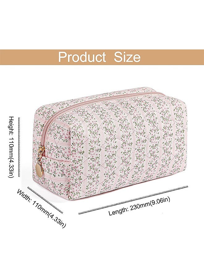 MXN Travel Cosmetic Bag with Zipper  for Women Girls Floral Flowers Make Up Pouch, Toiletry Organizer Makeup, Portable Storage Cosmetic Travel Cloth Bag (Pink) - Image 2