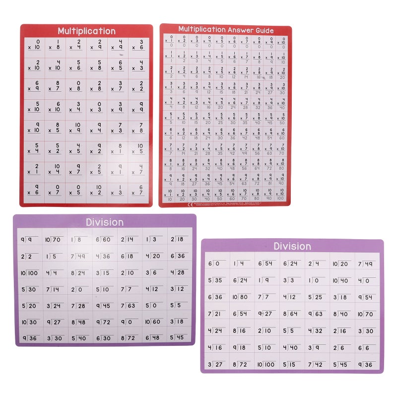4 Sheets Multiplication Chart: A4 Division Chart Dry Erase Board - Double-Sided Math Whiteboard for Classroom and Homeschool Supplies - Math Manipulatives for Student - Image 4