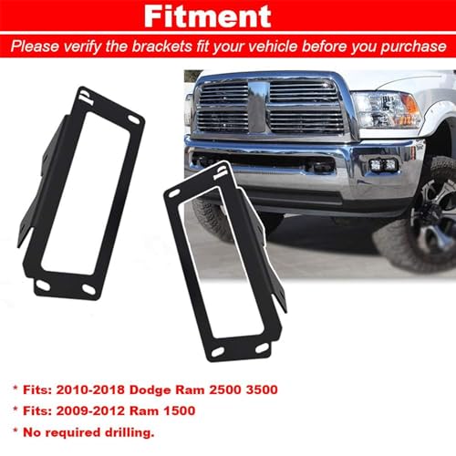 Wsays Upgrade Hidden Bumper Dually Fog Light Location Mounting Brackets Compatible with Dodge Ram 2500 3500 2010-2019 Ram 1500 2009-2012 - Image 4