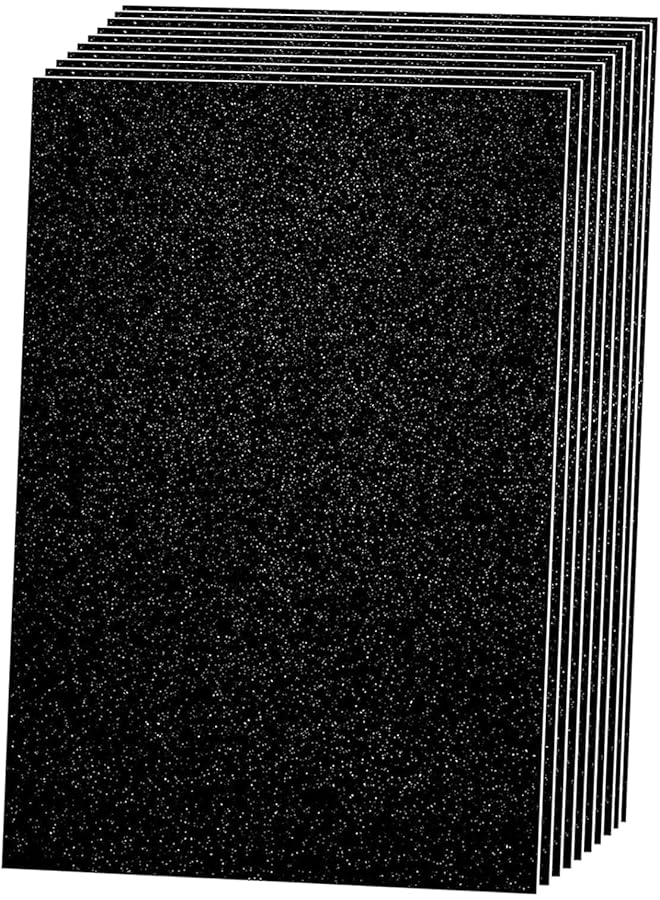 10 Sheets Glitter Cardstock Paper A4 Premium Sparkly Paper Sparkling Card Stock Shimmer Paper For Diy Scrapbook Birthday Wedding Party Decorations 250Gsm 8.3 X 12 Inch Black Glitter