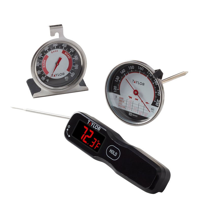 Taylor 3Piece Kitchen and Food Thermometer Set  Digital Analog Meat Oven Thermometers
