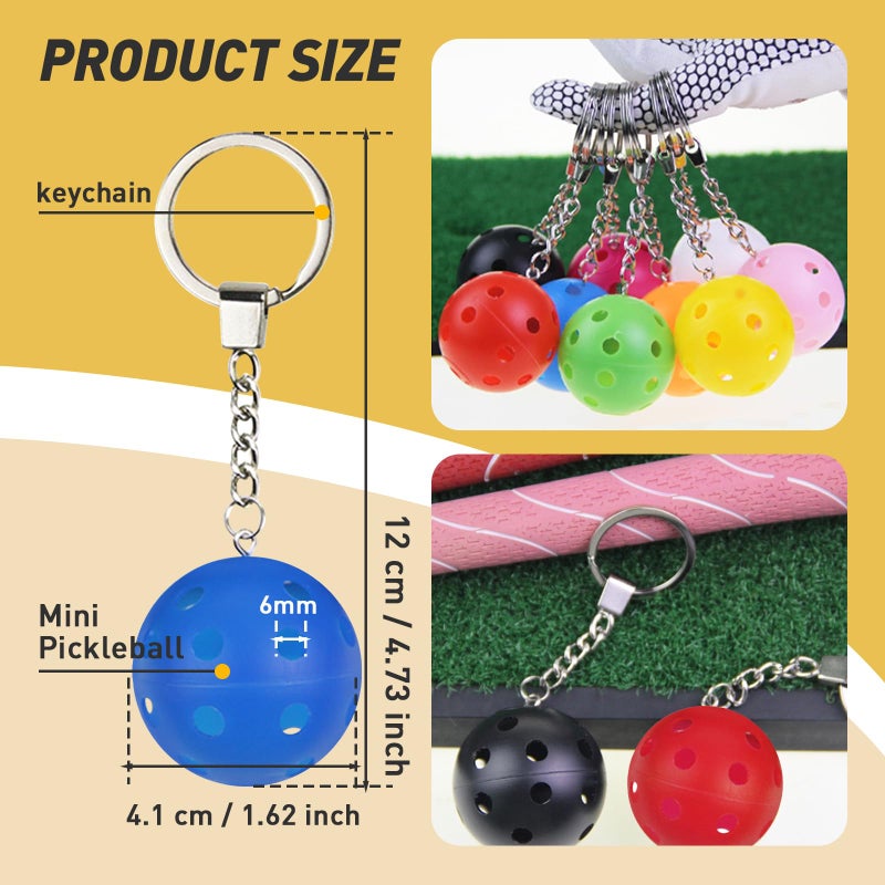 Iffitya 9 قطع سلاسل مفاتيح Pickleball - هدية صغيرة لعشاق Pickleball سلسلة مفاتيح Pickleball مع 9 ألوان - هدايا مثالية لكرة Pickleball - Image 3
