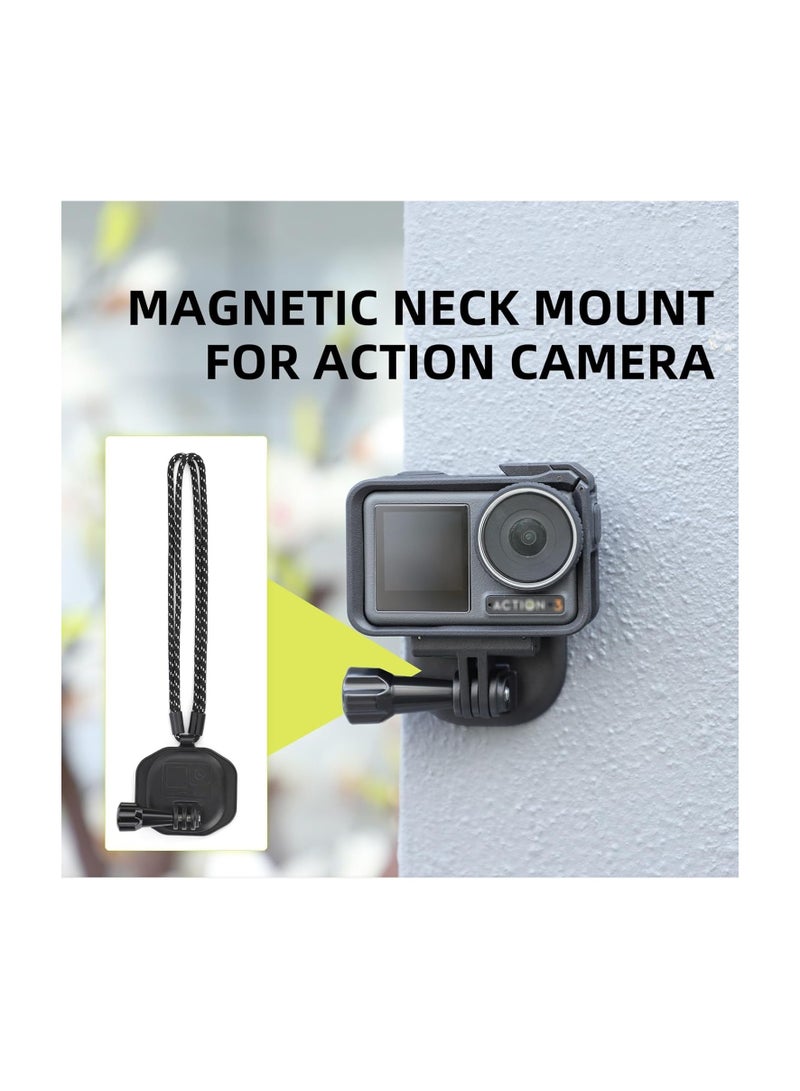 Action Camera Mount, Magnetic Neck Bracket for Action Camera, Quick-Release Camera Support, Compatible For Dji Osmo Action 4 3 2 Dji Pocket 2 1 Gopro Max Hero 11 10 9 8 Insta360 One Rs Insta360 X3 X2 - Image 2