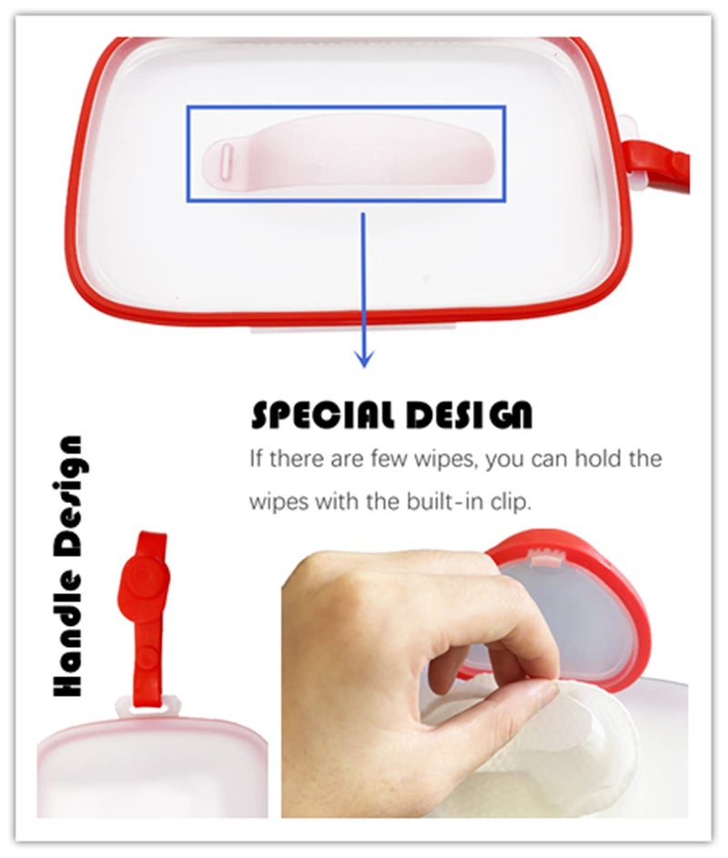 VOONGOR Baby Wipes Dispenser, Wipe Case with 2 Pcs Portable Travel Wipes Pouch, Refillable Diaper Wipes Holder Container with Lids and Sealing Design, Flushable Bathroom Storage Box - Image 3