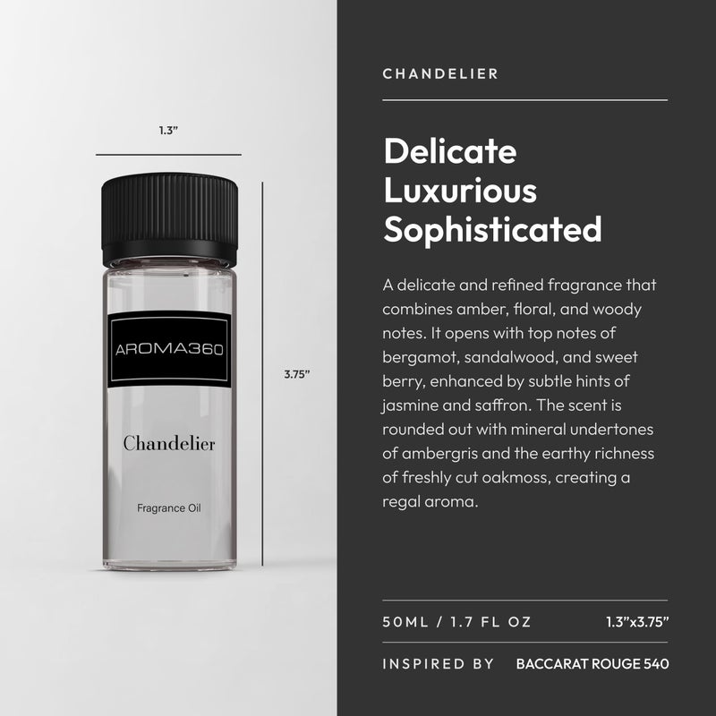 Aroma360 - Chandelier Fragrance Oil Blend | Hotel Inspired for Luxury Essential Oil Diffusers | Aromatherapy Scent Diffuser Oil | Bergamot, Woodsy Sandalwood, and Flirtatious Saffron - 120ML - Image 3