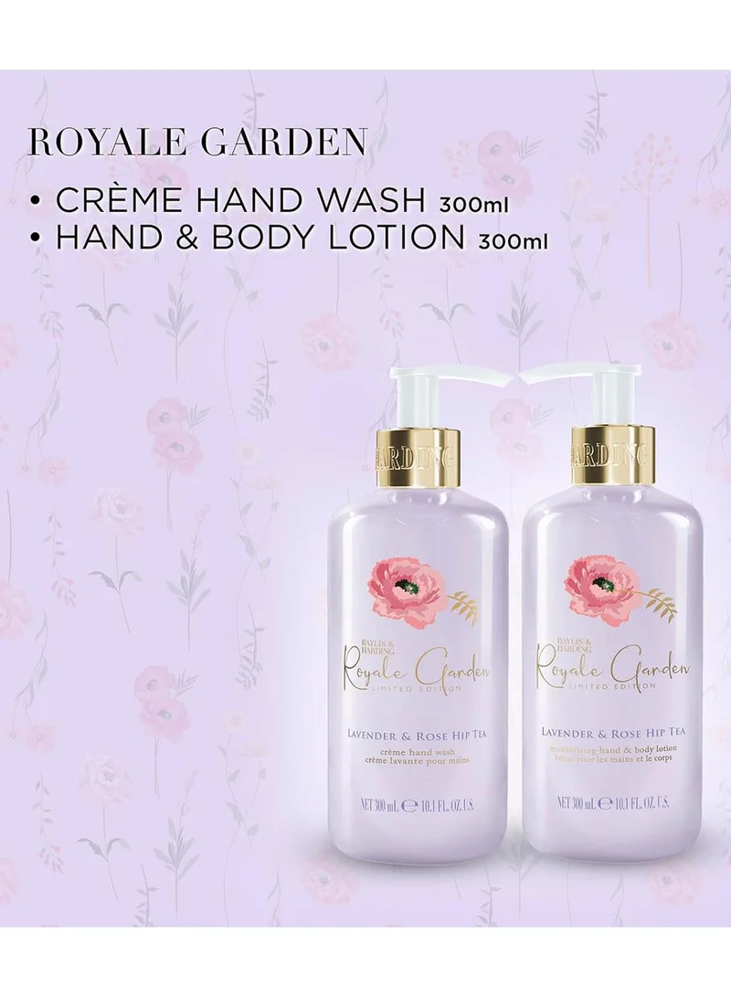 Baylis & Harding Royale Garden Lavender & Rosehip Tea Limited Edition Luxury Hand Care Gift Set | 2 Piece Set with Hand Wash & Hand & Body Lotion | Vegan Friendly, Recyclable Packaging