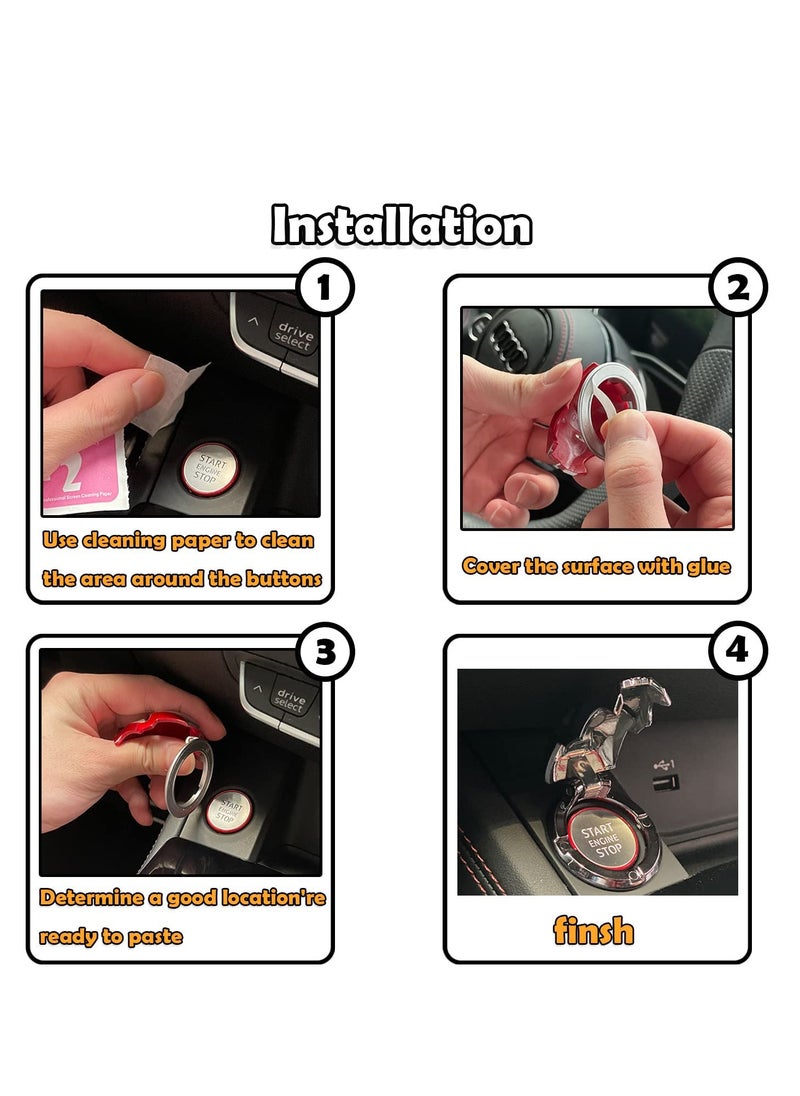 SYOSI - Car Engine Start Stop Button Startup Cover Open The Protective Shell of Style Push Decoration Black - Image 1