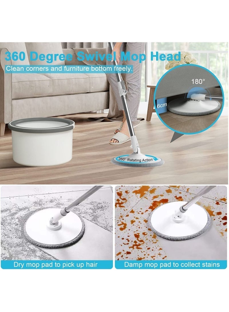 Captaintech Spin Mop and Bucket Set 360°Flat Mop with Separation Dirty and Clean Water System 2Pcs Microfiber Pad for All Types of Floor Cleaning - Image 3